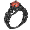 Skull, Bone, Skeleton and Cubic Zirconia Punk Biker Engagement Ring-Rings-Innovato Design-11-Black Red-Innovato Design