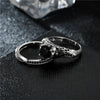 Skull and Black Cubic Zirconia Vintage Double Ring