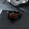 Black Skull and Crystal Wedding and Engagement Ring