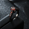 Black Skull and Crystal Wedding and Engagement Ring