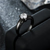 Black Skull and Cubic Zirconia Vintage Punk Engagement Ring