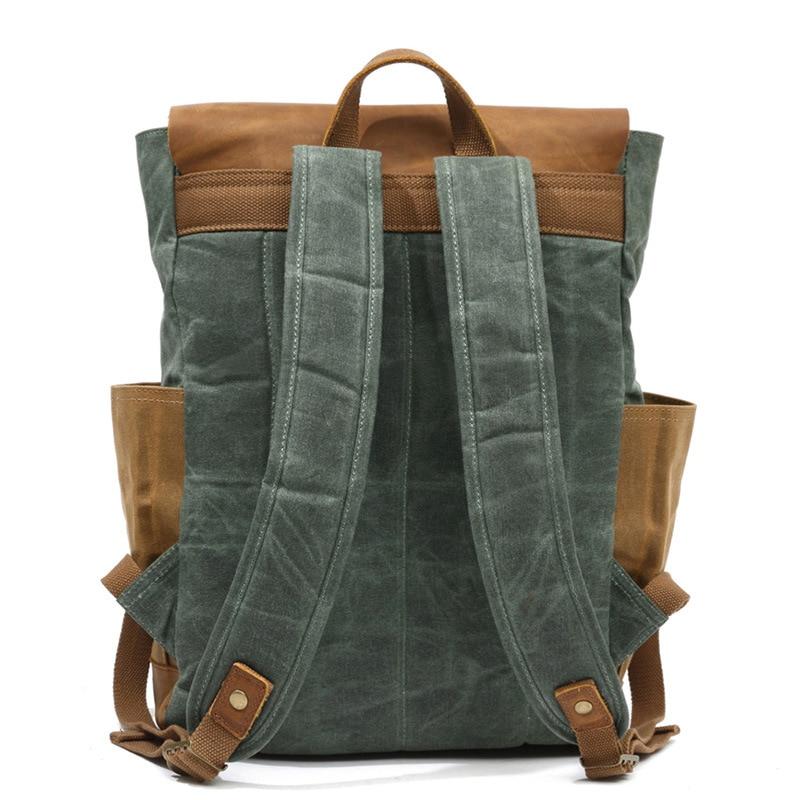 Two Tone Genuine Leather 20 to 35 Liter Backpack-Canvas and Leather Backpack-Innovato Design-Coffee-Innovato Design