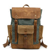 Two Tone Genuine Leather 20 to 35 Liter Backpack-Canvas and Leather Backpack-Innovato Design-Green-Innovato Design