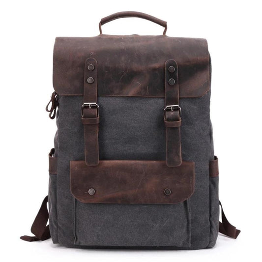 Canvas Leather School 20 to 35 Litre Backpack - InnovatoDesign