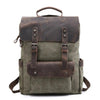 Canvas Leather School 20 to 35 Liter Backpack-Canvas and Leather Backpack-Innovato Design-Army Green-Innovato Design
