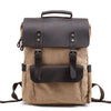 Canvas Leather School 20 to 35 Liter Backpack-Canvas and Leather Backpack-Innovato Design-Khaki-Innovato Design