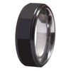 Black and Silver-Plated Tungsten Carbide Wedding Band