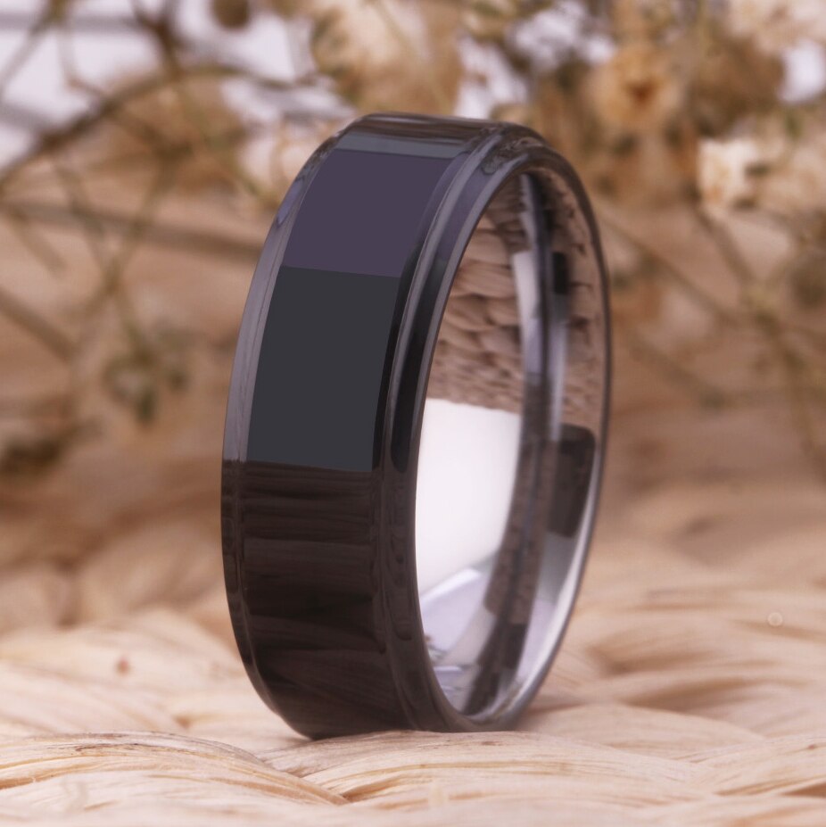 Black and Silver-Plated Tungsten Carbide Wedding Band-Rings-Innovato Design-6-Innovato Design