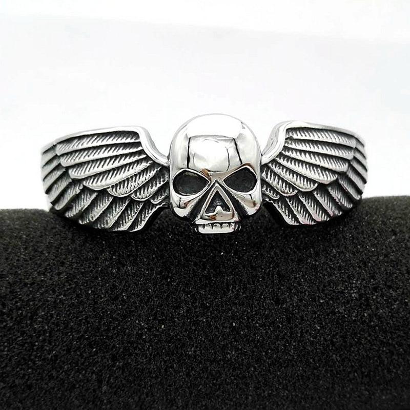 Silver/Gold Toned Stainless Steel Winged Skull Bracelet-Skull Bracelet-Innovato Design-Gold-Innovato Design