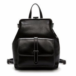 Large Capacity Vintage Genuine Leather School Bag, Rucksack and Backpack-Backpacks-Innovato Design-Black-Innovato Design