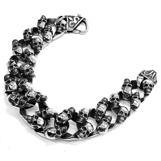 Big Men’s Stainless Steel Skull Chain Punk Bracelet-Skull Bracelet-Innovato Design-Innovato Design