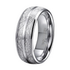 8mm Silver Tungsten with Silver Meteorite Inlay Wedding Band