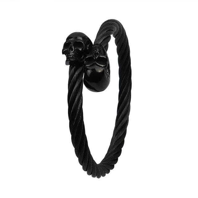 Black/White Adjustable Stainless Steel Skull Bracelet-Skull Bracelet-Innovato Design-Black-Innovato Design