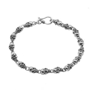 925 Sterling Silver Retro Skull Friendship Bangle Bracelet-Skull Bracelet-Innovato Design-6.7 inch-Innovato Design