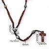 I.N.R.I. Crucifix Jesus Crucifix Cross Wood Rosary Pendant Necklace-Necklaces-Innovato Design-Innovato Design