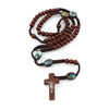 I.N.R.I. Crucifix Jesus Crucifix Cross Wood Rosary Pendant Necklace - InnovatoDesign