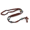 I.N.R.I. Crucifix Jesus Crucifix Cross Wood Rosary Pendant Necklace - InnovatoDesign