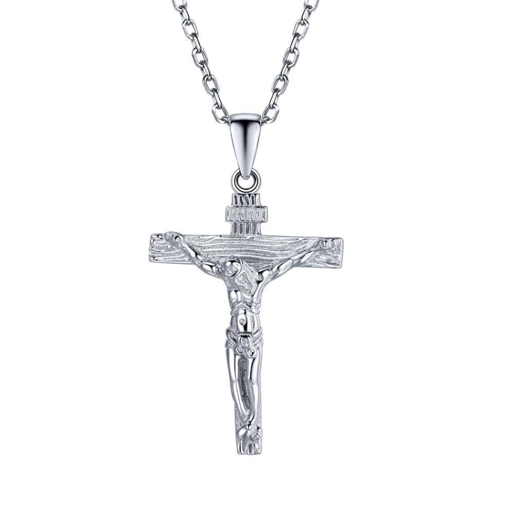 925 Sterling Silver Jesus Christ Catholic Crucifix Pendant with Chain Necklace-Necklaces-Innovato Design-Innovato Design