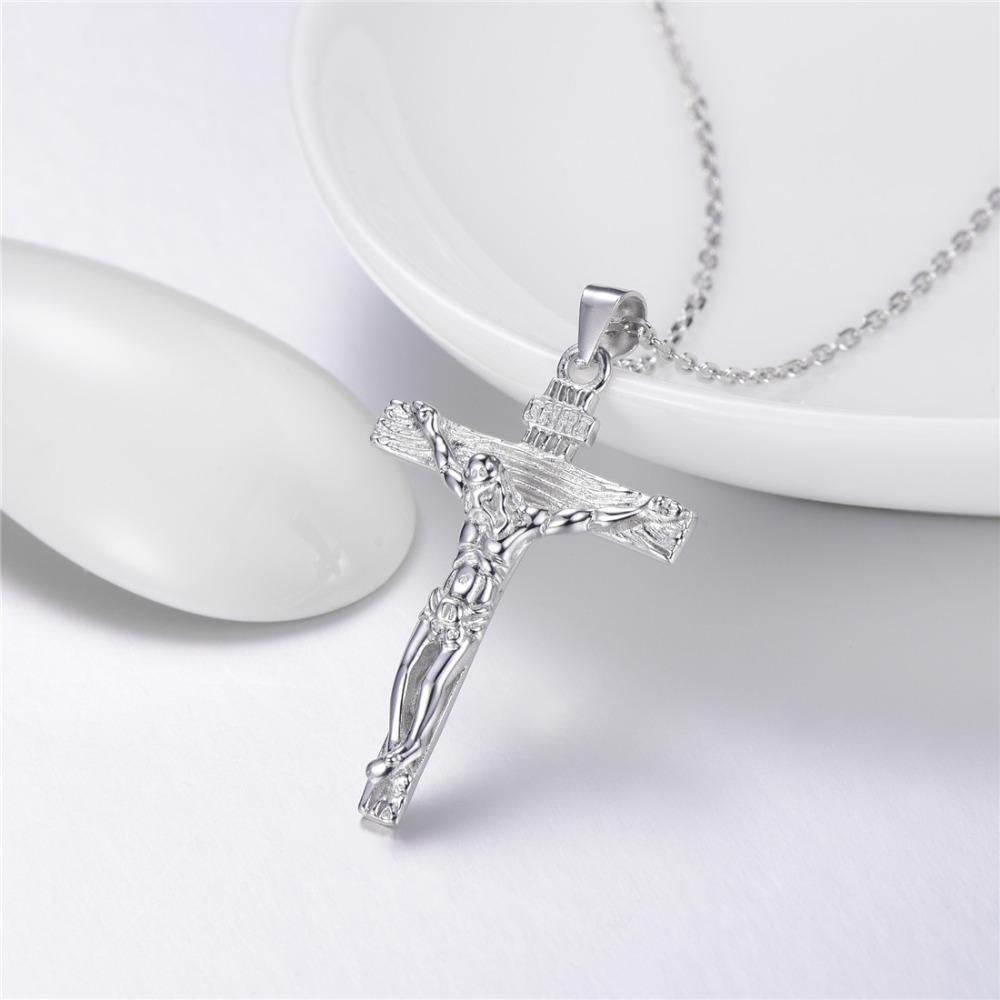 925 Sterling Silver Jesus Christ Catholic Crucifix Pendant with Chain Necklace-Necklaces-Innovato Design-Innovato Design