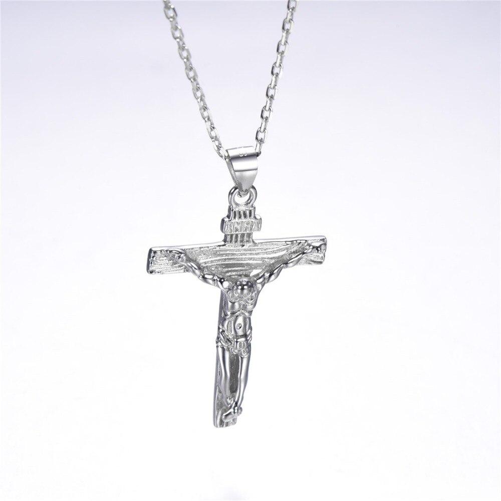 925 Sterling Silver Jesus Christ Catholic Crucifix Pendant with Chain Necklace-Necklaces-Innovato Design-Innovato Design