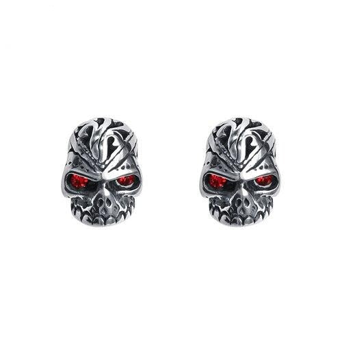 3 Pairs Skull with Cubic Zirconia Eyes Stainless Steel Punk Rock Stud Earrings-Earrings-Innovato Design-Innovato Design