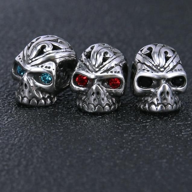 3 Pairs Skull with Cubic Zirconia Eyes Stainless Steel Punk Rock Stud Earrings-Earrings-Innovato Design-Innovato Design