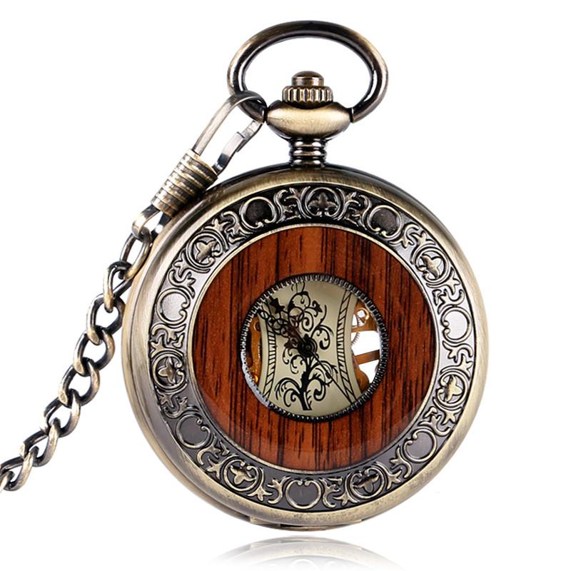 Luxury Wooden Pocket Watch Antique with Chain-Pocket Watch-Innovato Design-Innovato Design