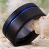 Classic Blue Grooved and Black-Plated Tungsten Fashion Wedding Ring-Rings-Innovato Design-6-Innovato Design