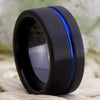 Classic Blue Grooved and Black-Plated Tungsten Fashion Wedding Ring-Rings-Innovato Design-6-Innovato Design