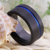 Classic Blue Grooved and Black-Plated Tungsten Fashion Wedding Ring-Rings-Innovato Design-6-Innovato Design