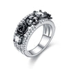 Skull, Flower, and Cubic Zirconia Punk Engagement Ring
