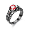 Black Skull and Round Cubic Zirconia Punk Wedding Ring-Rings-Innovato Design-10-Red-Innovato Design