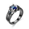 Black Skull and Round Cubic Zirconia Punk Wedding Ring-Rings-Innovato Design-10-Blue-Innovato Design