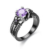 Black Skull and Round Cubic Zirconia Punk Wedding Ring-Rings-Innovato Design-10-Purple-Innovato Design