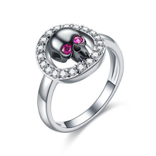 Black Skull and Crystal Wedding & Engagement Ring-Rings-Innovato Design-10-Innovato Design