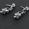 Dangling Skull and Cubic Zirconia Stainless Steel Punk Biker Stud Earrings