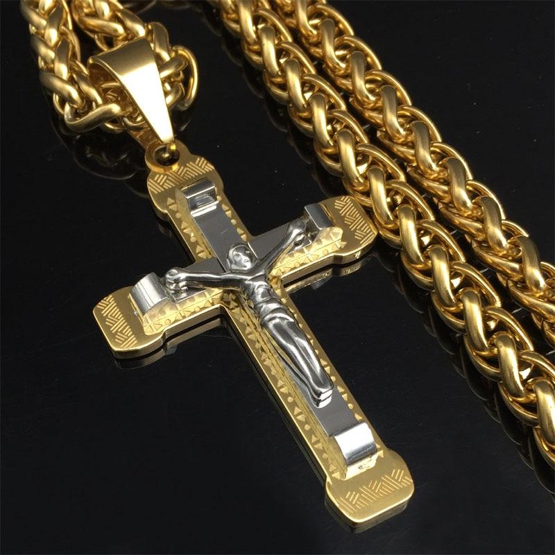 Gold/Silver Tone Stainless Steel Crucifix Pendant Necklace-Necklaces-Innovato Design-Innovato Design