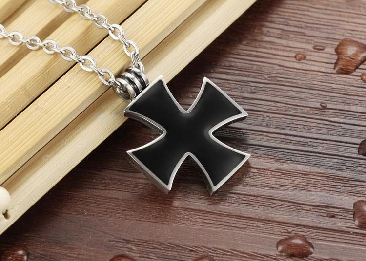 Black & Silver Metal Maltese Cross Pendant Necklace-Necklaces-Innovato Design-Innovato Design