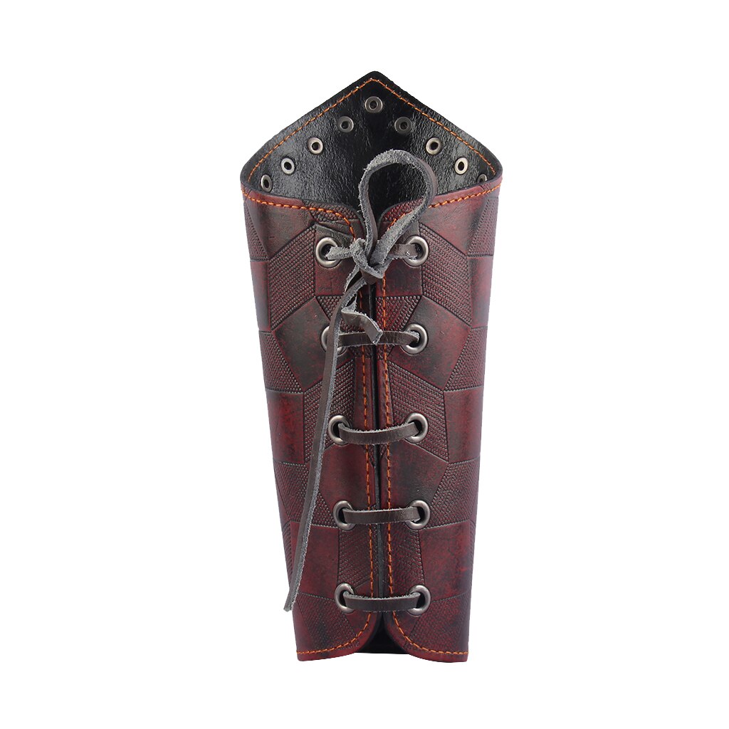 Medieval Lace Up Arm Guard Handmade Leather Punk Biker Arm Bracer-Bracelets-Innovato Design-Red-Innovato Design