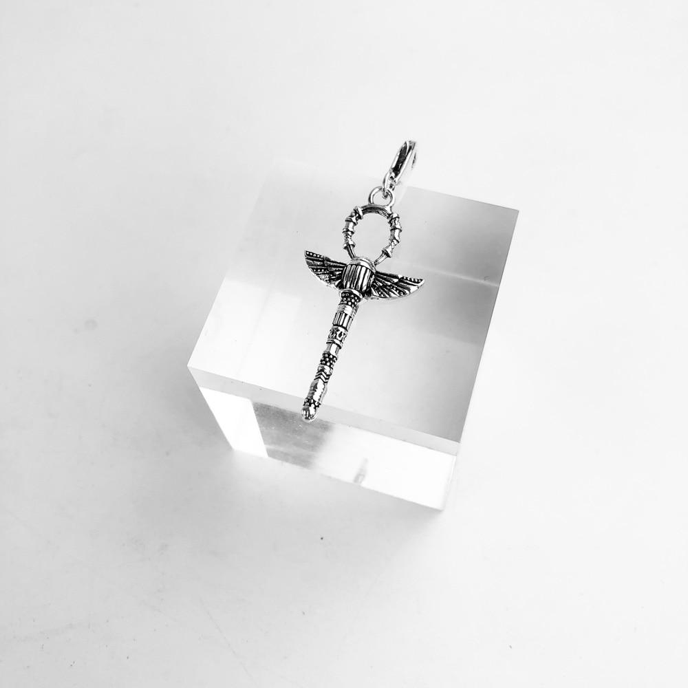 925 Sterling Silver Ankh Cross with Scarab Charms Pendant-Necklaces-Innovato Design-Innovato Design