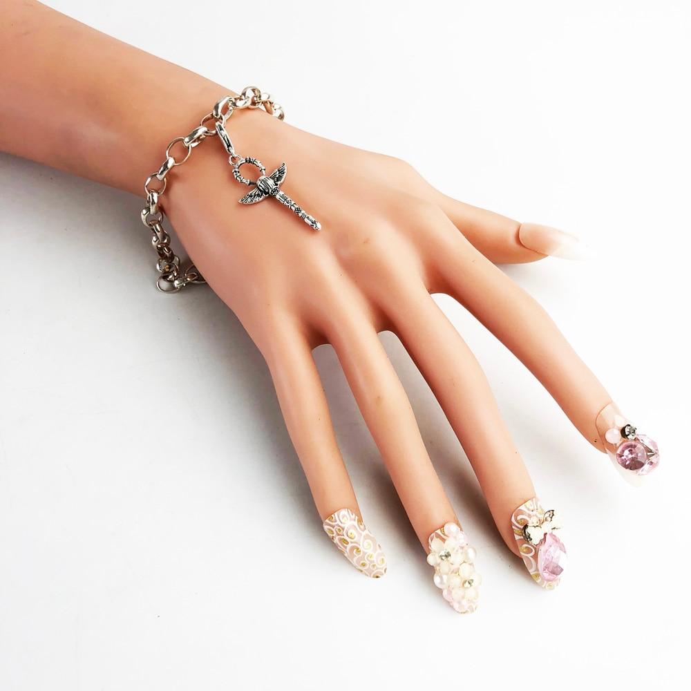 925 Sterling Silver Ankh Cross with Scarab Charms Pendant-Necklaces-Innovato Design-Innovato Design