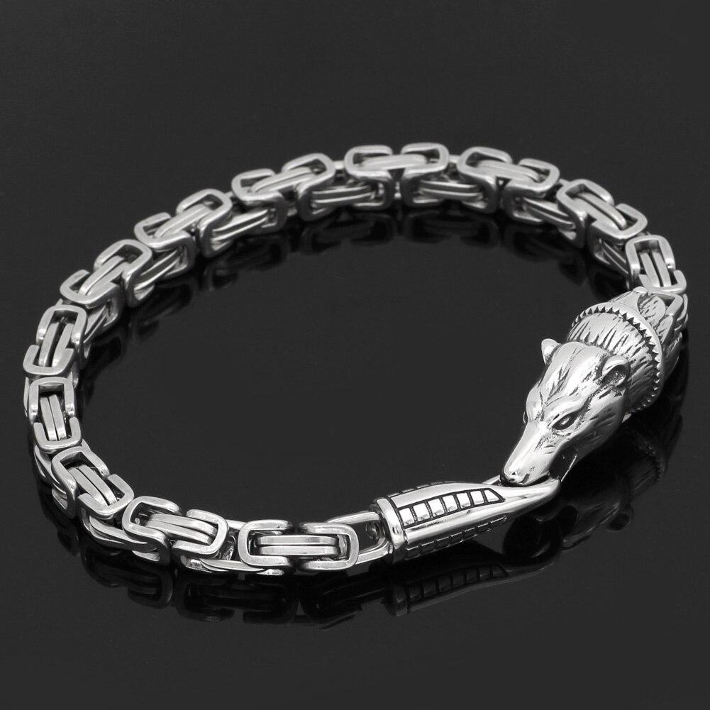 Men's Stainless Steel Nordic Wolf Chain Amulet Bracelet-Bracelets-Innovato Design-Innovato Design