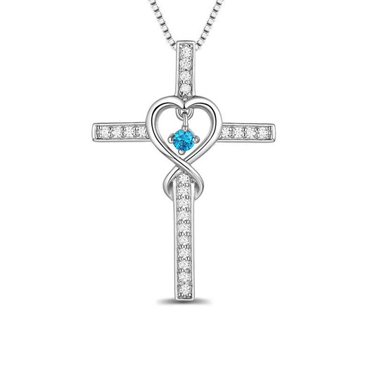 Silver Heart Infinity Symbol Cross Pendant with Crystals Necklace-Necklaces-Innovato Design-14-Innovato Design