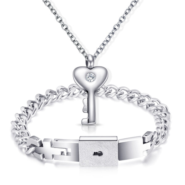 Heart-shaped couple necklace lock head key titanium steel necklace price in  UAE | Amazon UAE | kanbkam