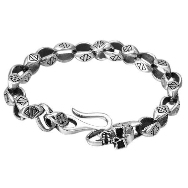 アクセサリー Skull Chain Bracelet - Silver 925 Chain With Skull Head Bracelet | Silver Skull | Heavy Skull