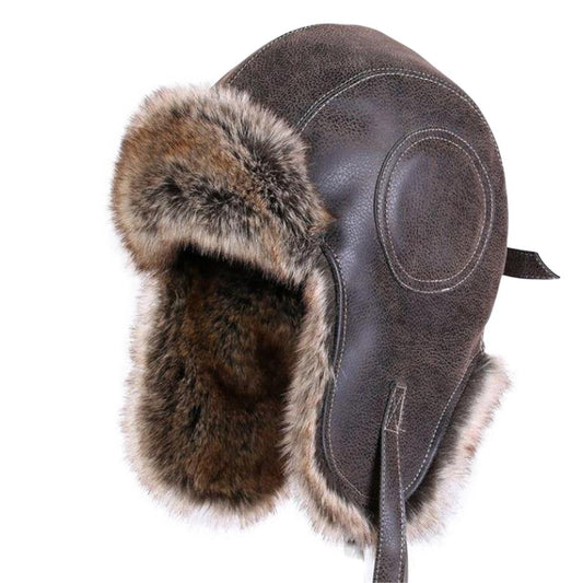 Trapper Leather Bomber Hat with Earflaps-Hats-Innovato Design-Black-L-Innovato Design