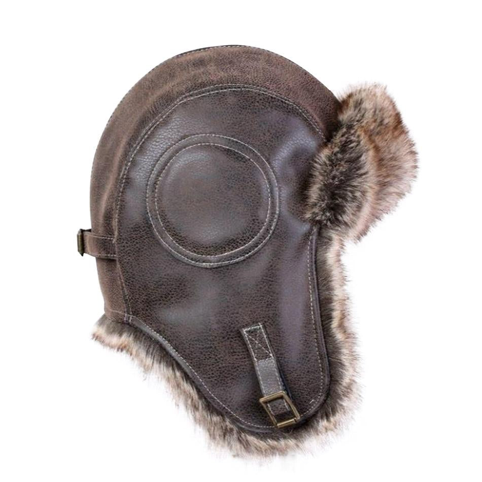 Trapper Leather Bomber Hat with Earflaps-Hats-Innovato Design-Black-L-Innovato Design