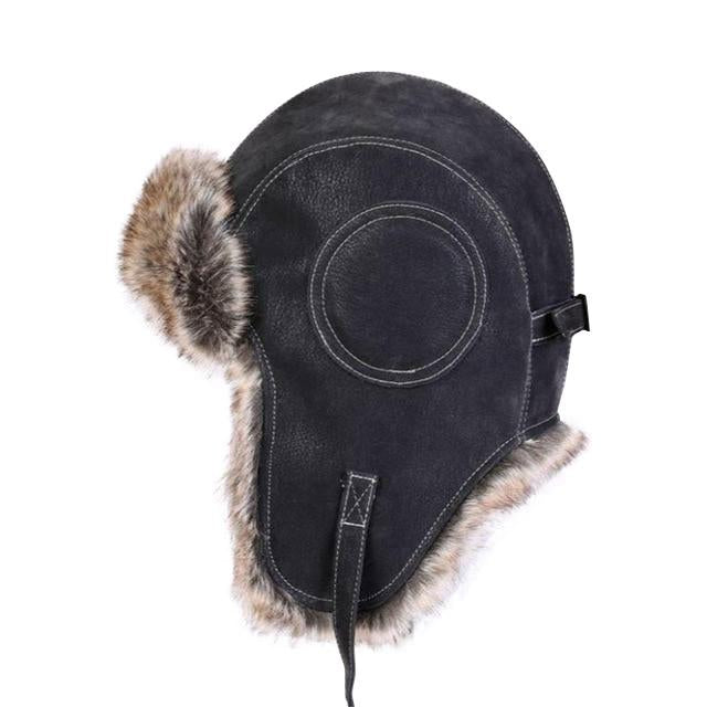 Trapper Leather Bomber Hat with Earflaps-Hats-Innovato Design-Black-L-Innovato Design