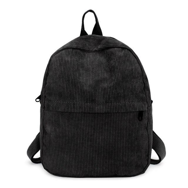 Corduroy Medium Size Schoolbag in 5 Colors-corduroy backpacks-Innovato Design-Black-Innovato Design