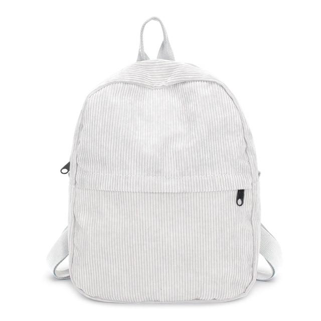 Corduroy Medium Size Schoolbag in 5 Colors-corduroy backpacks-Innovato Design-White-Innovato Design
